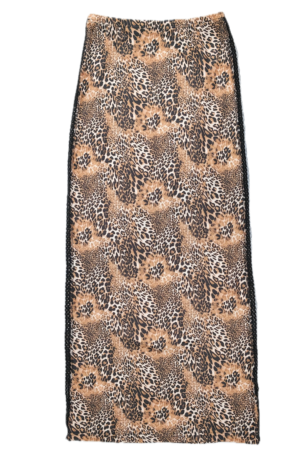 Falda recta de leopardo con ribetes negros en los laterales