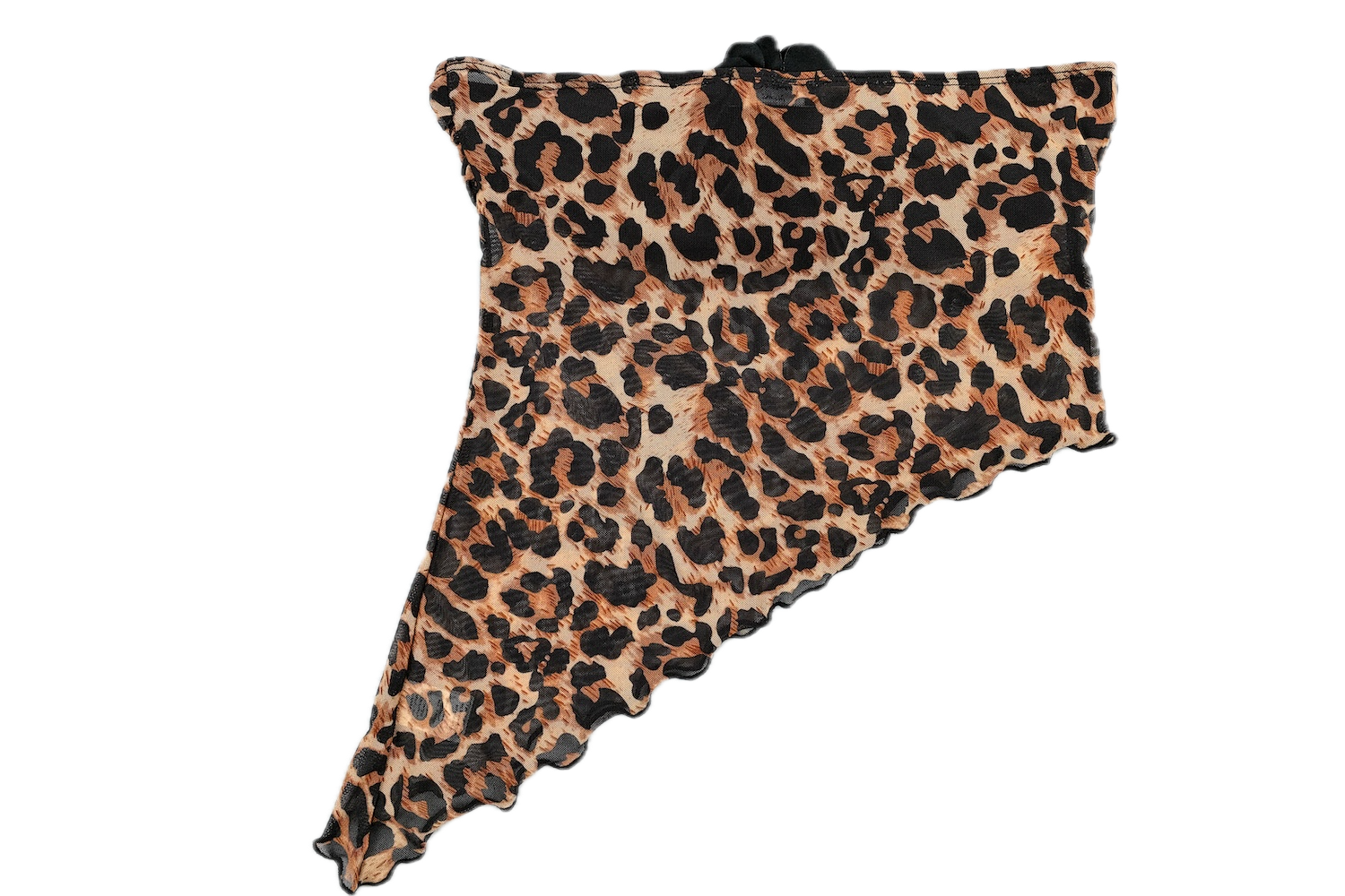 Top sin tirantes con diseño de leopardo y detalle de rosa negra