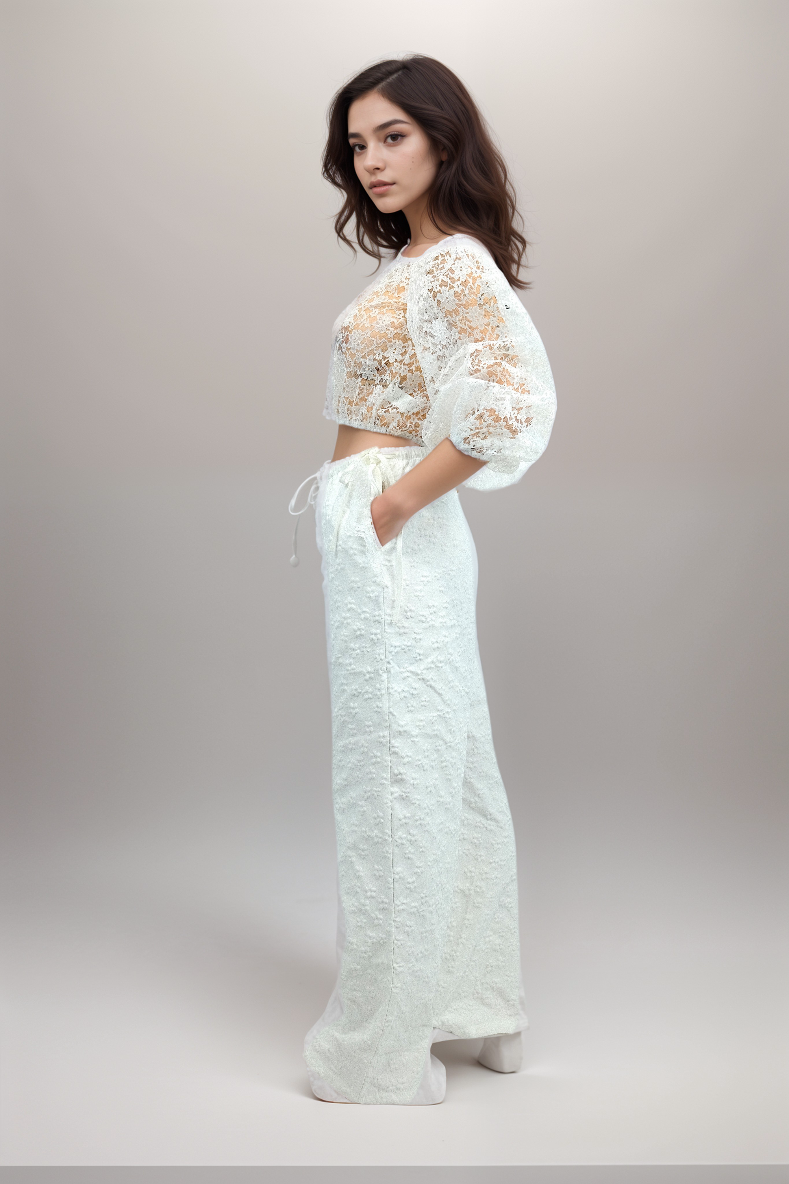 Blusa de encaje blanca