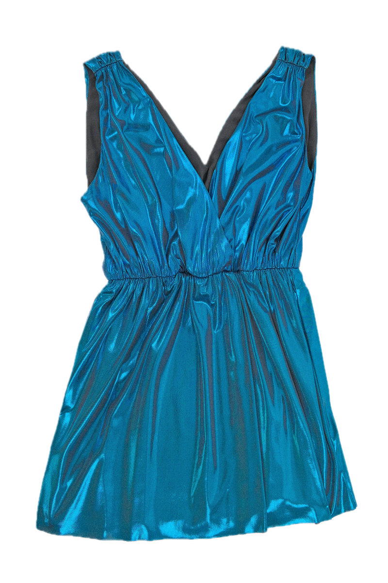 Vestido de fiesta negro azul brillante en capas
