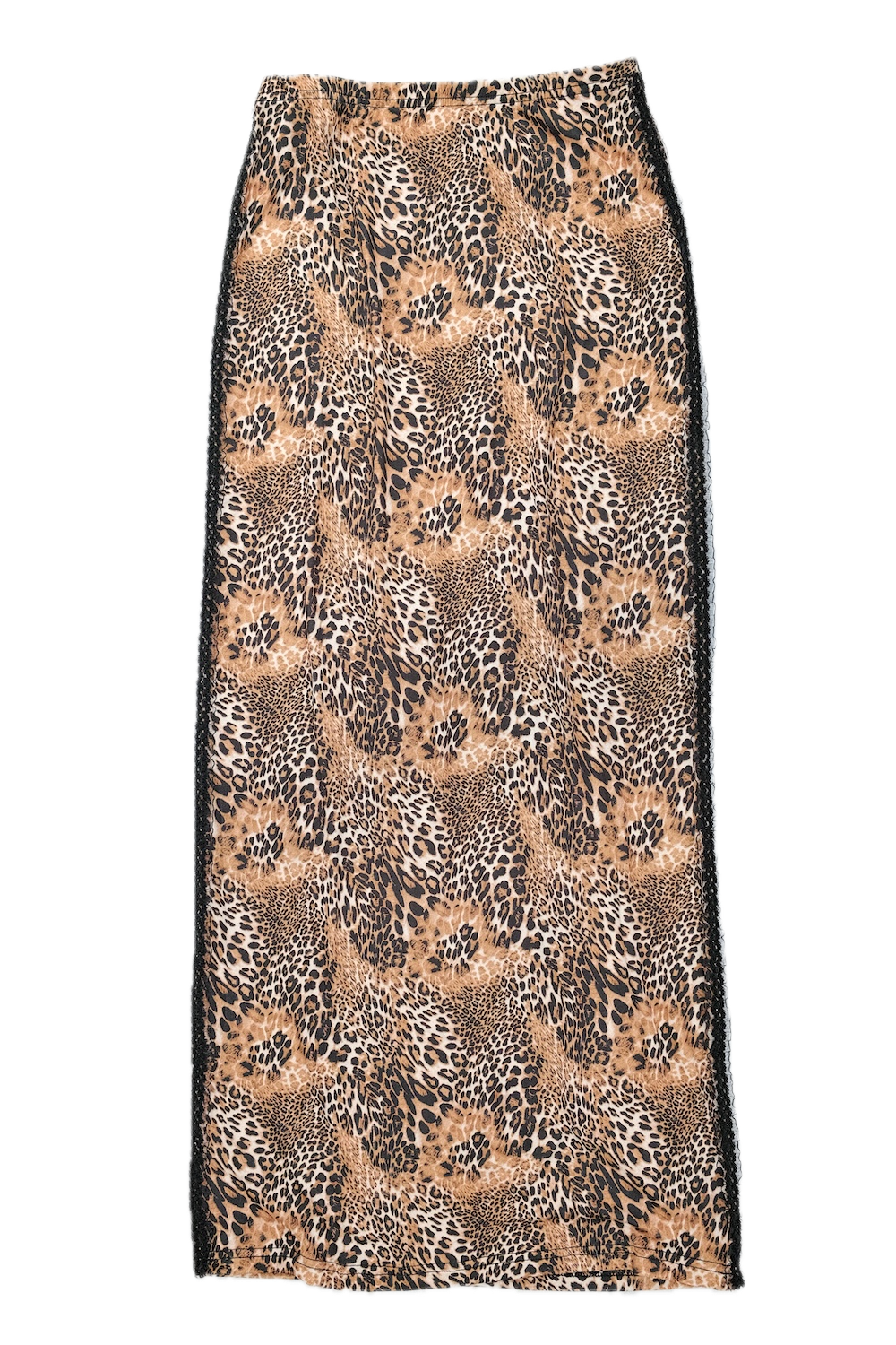 Leopard Straight Skirt with Black Side Trims