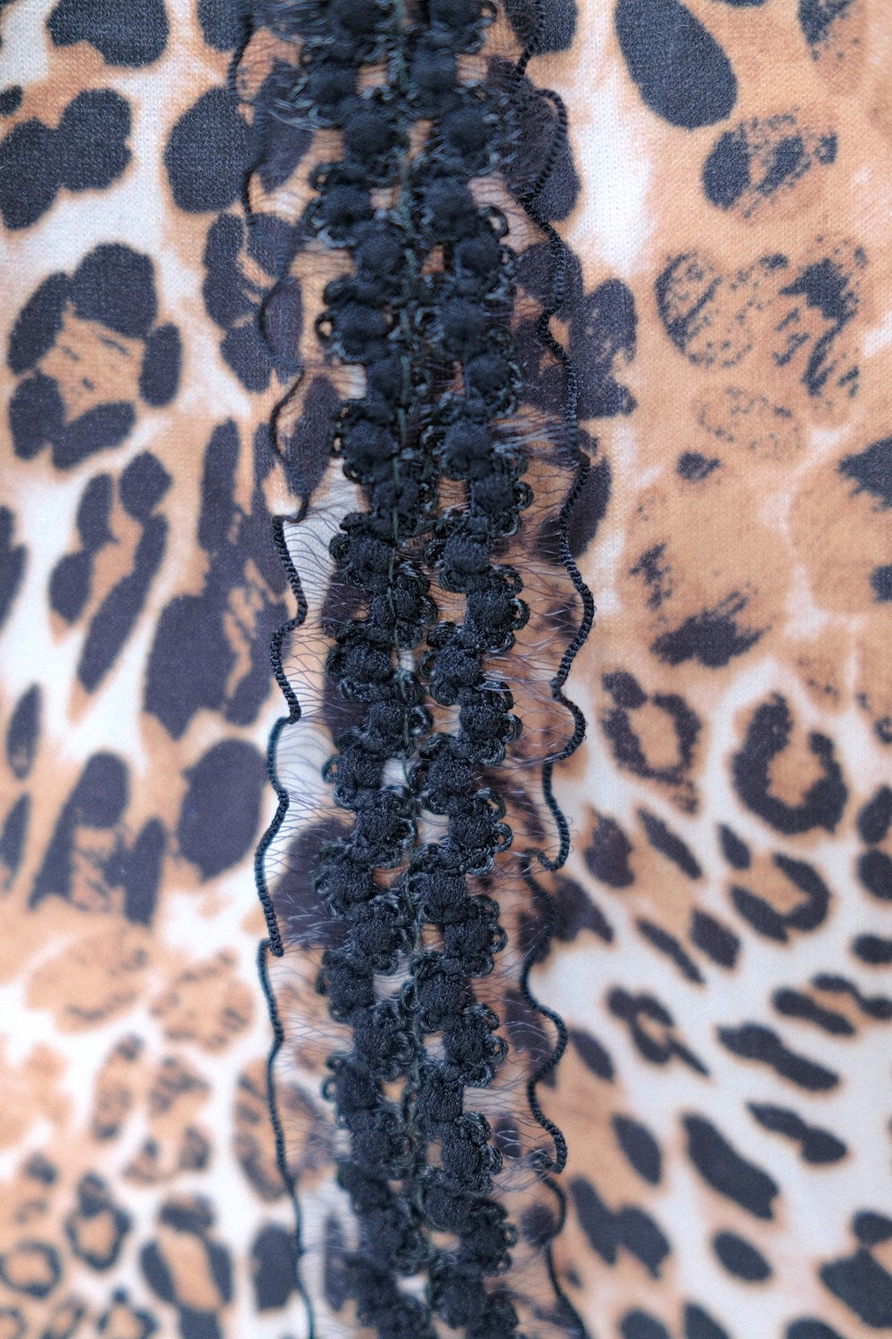 Leopard Straight Skirt with Black Side Trims