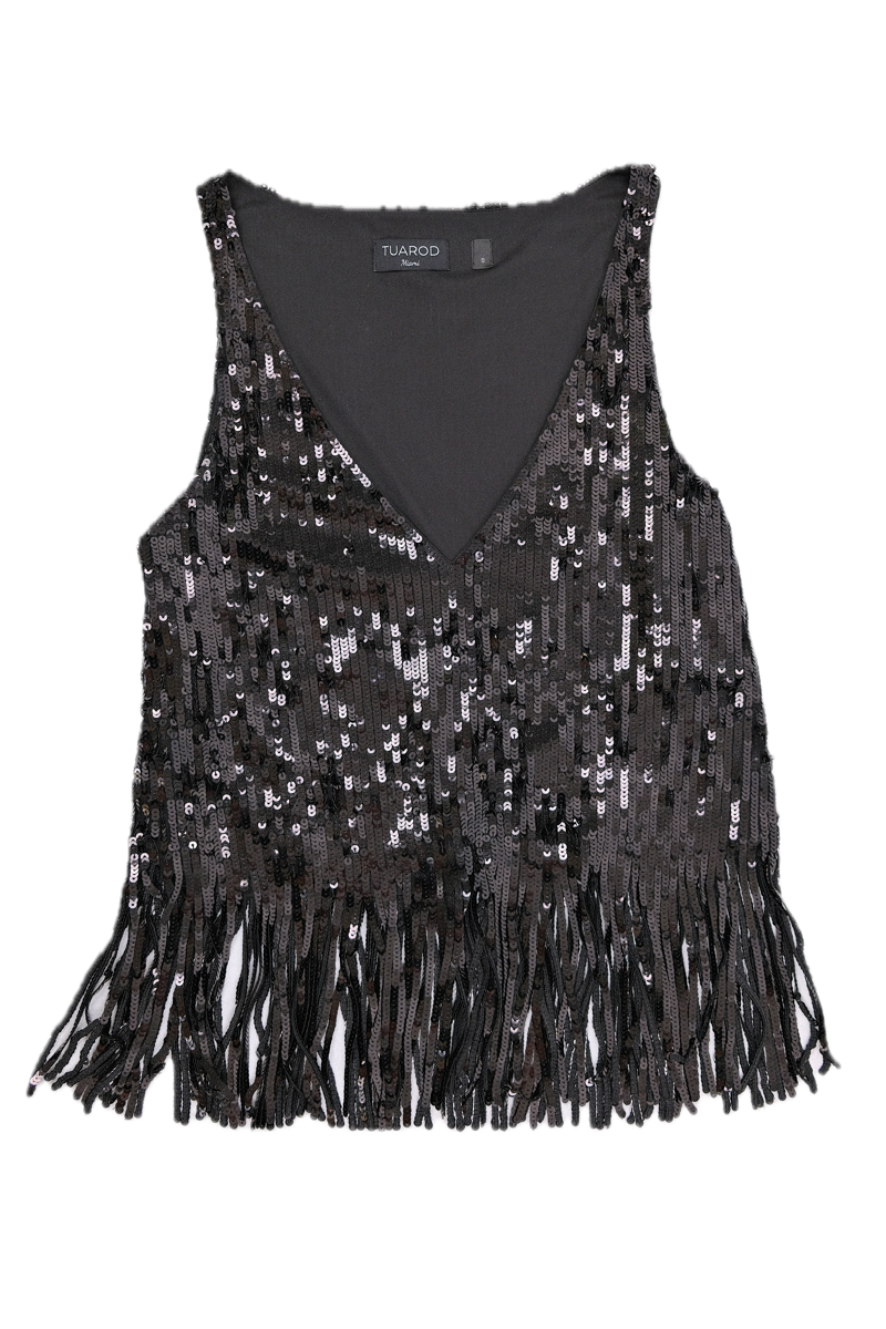 Black Glittered Party Top