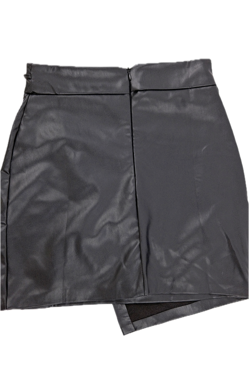 PU Leather Mini Skirt High Waist Strings