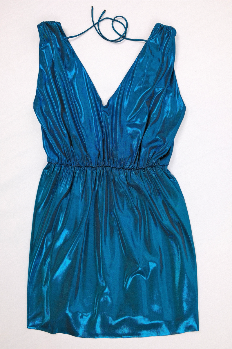 Party Dress Black Blue Shiny Layered