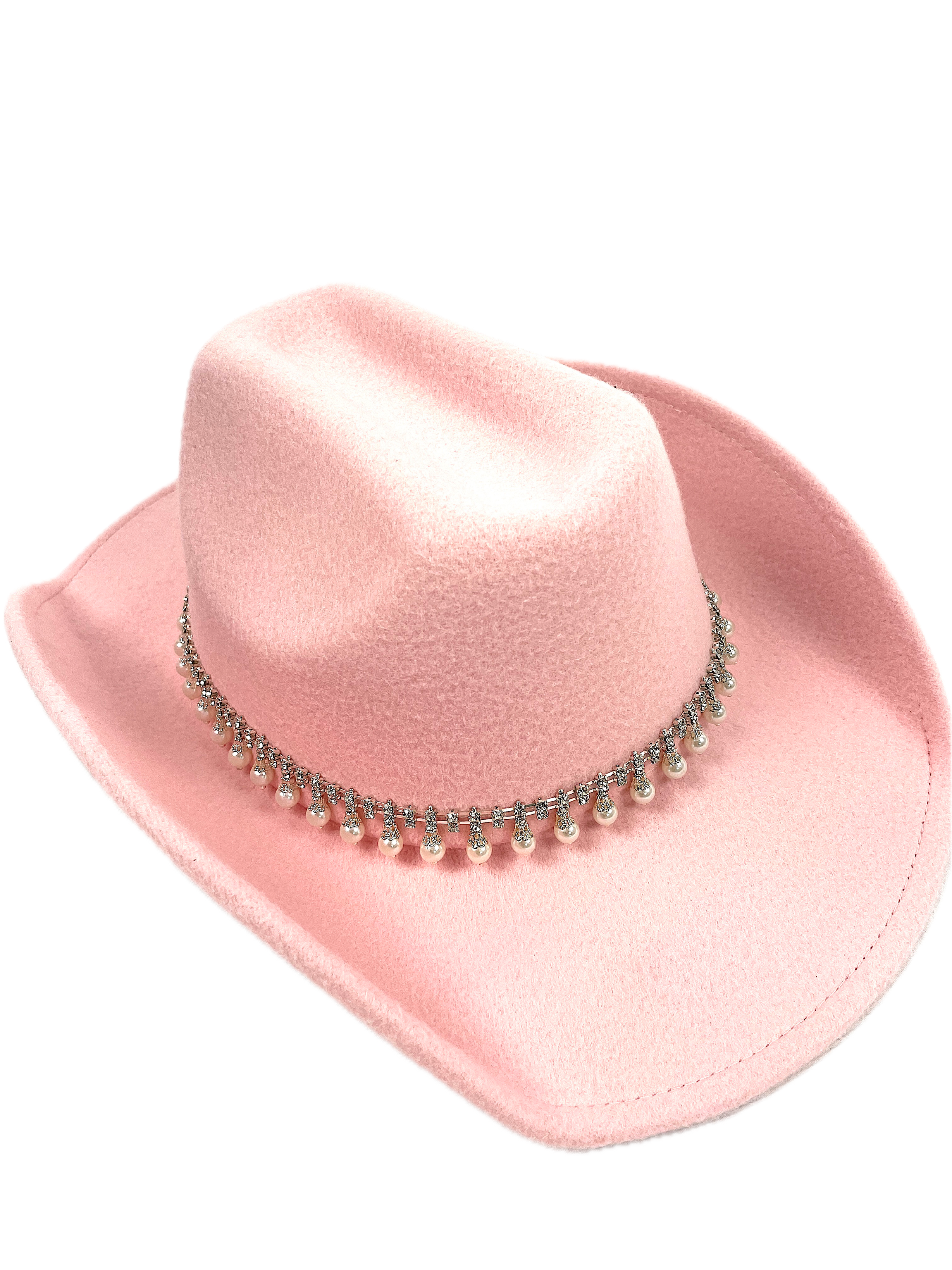 Texas Cowgirl Hat with Pearl & Rhinestone Decor